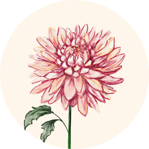 Sluitsticker met dahlia bloem.