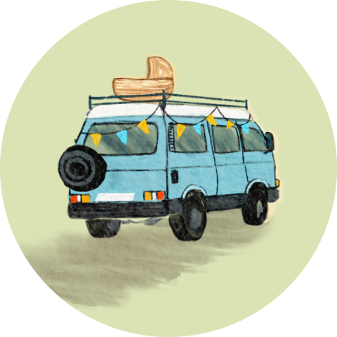 Groene sluitsticker met campertje