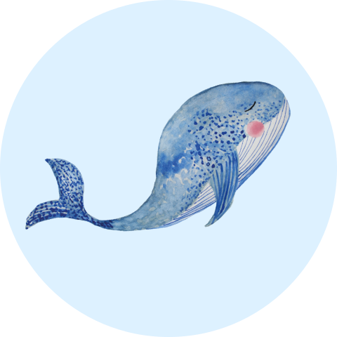 Sluitsticker met blauwe walvis