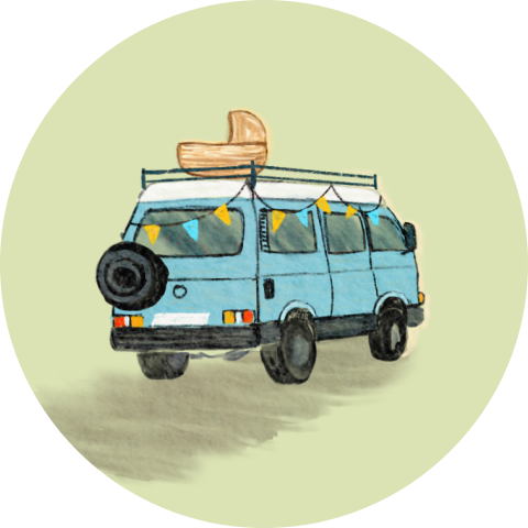 Groene sluitsticker met campertje