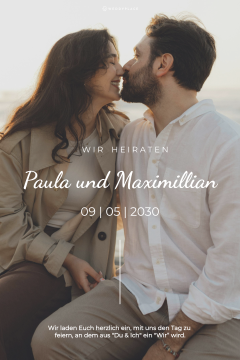 Hochzeiteinladung mit simplem Foto-Design - Minimalistic Bliss