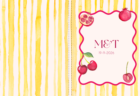 Gästebuch mit gelben Streifen & Kirschen - Fruchtcocktail