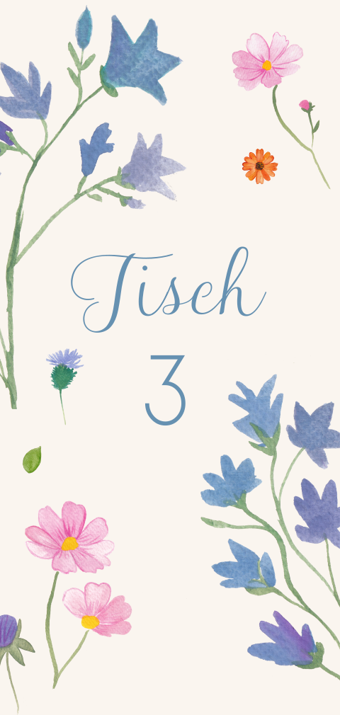 Tischnummern mit gemalten Blumen - Floral Whispers