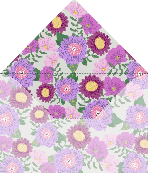 Briefumschlag mit lila Blumen - Vivid Flowers