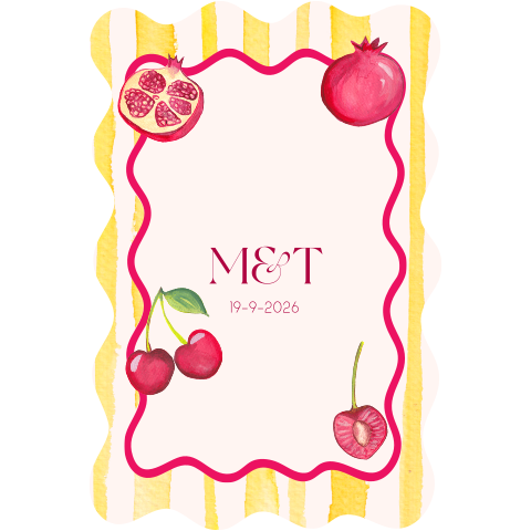 Willkommensschild mit Streifen & Kirschen - Fruchtcocktail