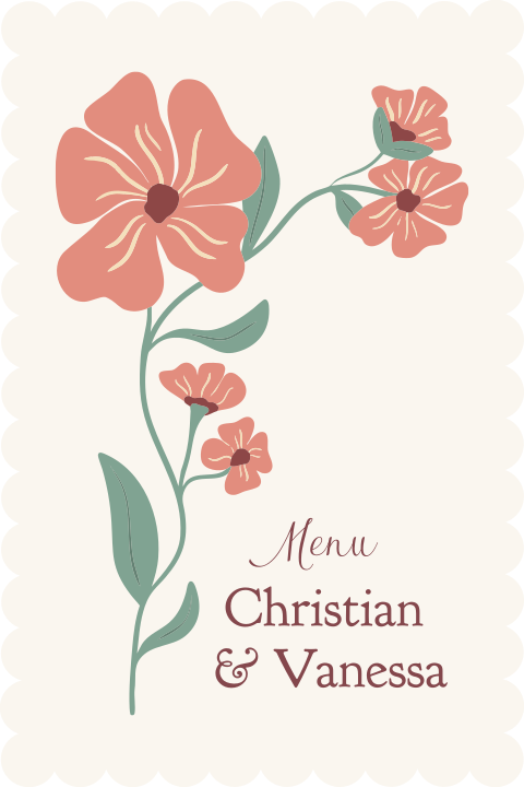 Menükarte mit abstrakter Blume - Coral Bloom