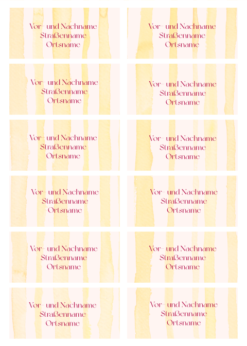 Adressaufkleber mit gelben Streifen - Fruchtcocktail