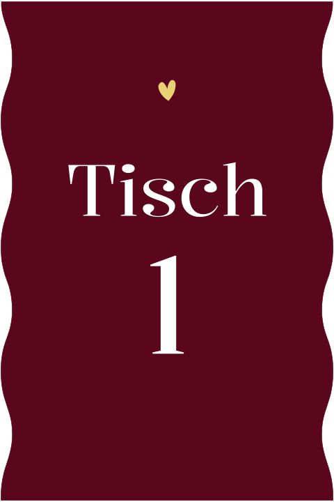 Tischnummern in bordeaux mit welligem Rand - Ruby Red