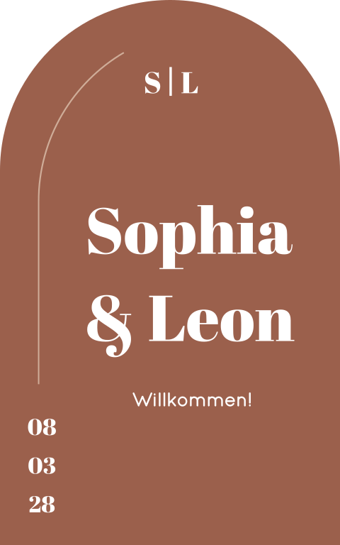 Willkommensschild als edler brauner Bogen - Harmonic Flow