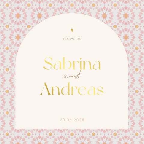 Hochzeitseinladung mit Boho-Muster und Goldfolie - La Dolce Vita