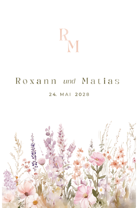 Hochzeitseinladung mit sanften Aquarell-Blumen - Summer Chique