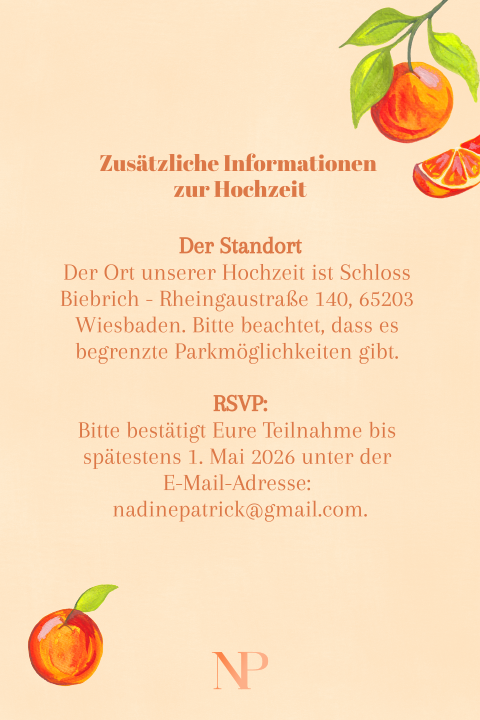 Zusatzkarte mit Orangen-Design - Mediterranean Glow