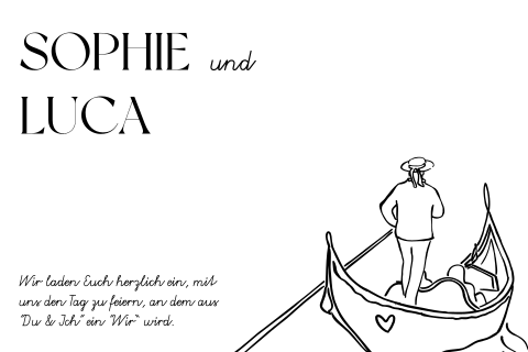 Hochzeitskarte mit romantischen Zeichnungen - The Beginning 