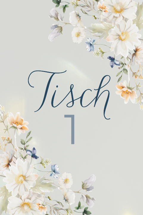 Tischnummern aus Acryl mit Blumen - Serene Garden