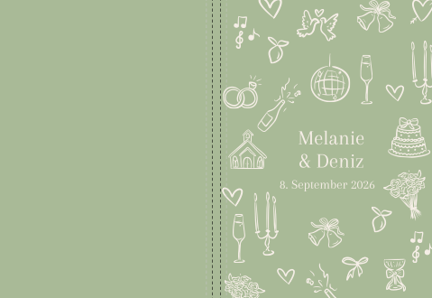 Gästebuch in grün mit Hochzeitszeichnungen - Green Bliss