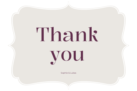 Dankeskarte mit edler Form und lila Details - Fleur de Grace