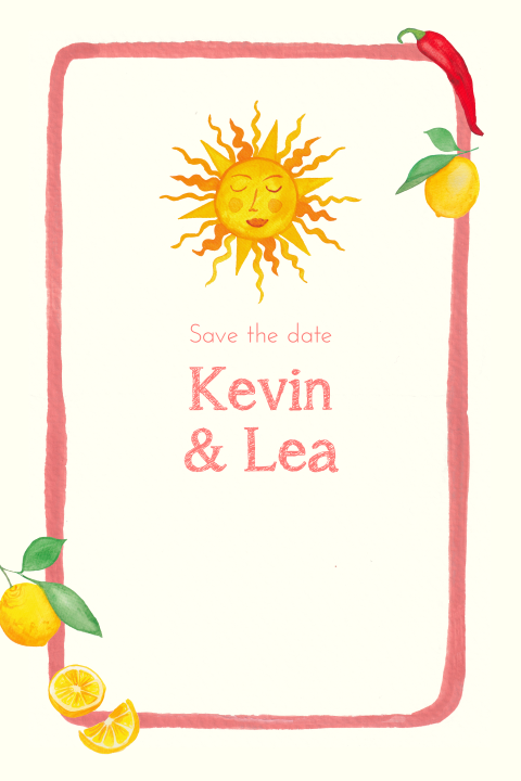 Save-the-Date Karte mit Sommer-Zeichnungen - Italienischer Sommer
