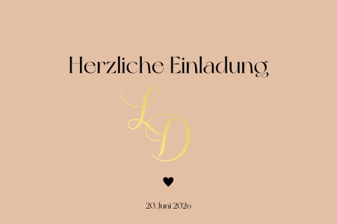 Hochzeitseinladung in beige mit Initialen - Timeless Elegant