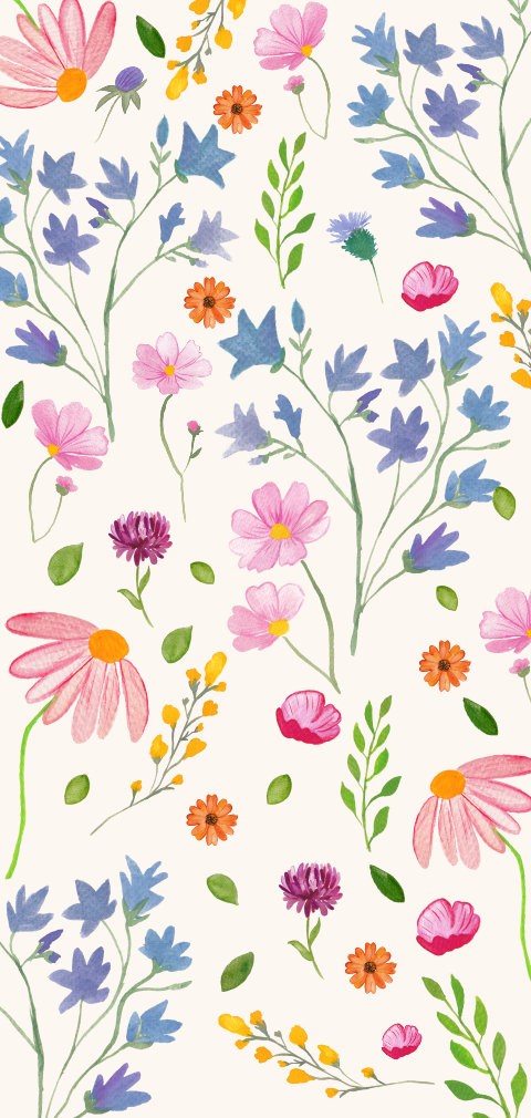 Zusatzkarte mit gemalten Blumen in Aquarell - Sommerwiese