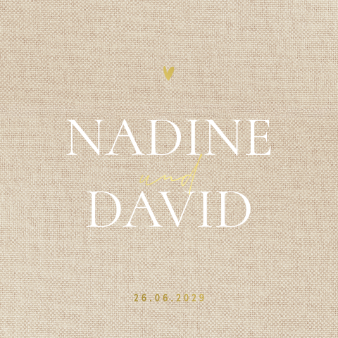 Hochzeitseinladung mit Goldfolie in Leinenoptik - Touch of Linen