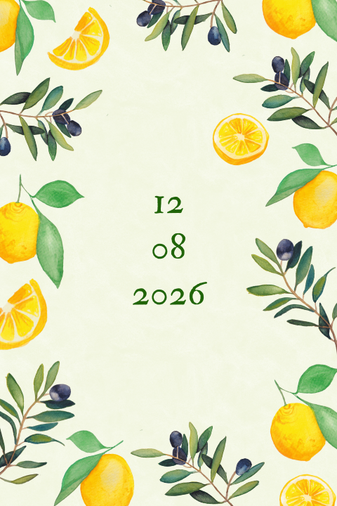 Hochzeitseinladung mit handgemalten Zitronen - Olives & Lemons