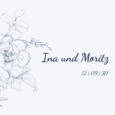 Hochzeitseinladung in dezentem blauen Design - Zarte Linien