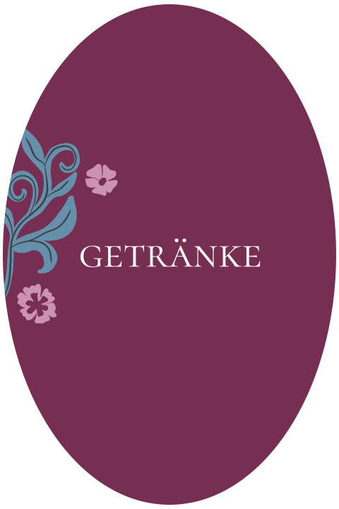 Getränkekarte in bordeaux mit Blumen - Floral Elegance