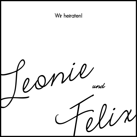 Hochzeitseinladung mit schwarzen Rahmen - Bold Love