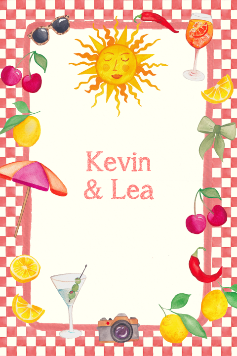 Hochzeitseinladung mit Schachbrettmuster - Italienischer Sommer 