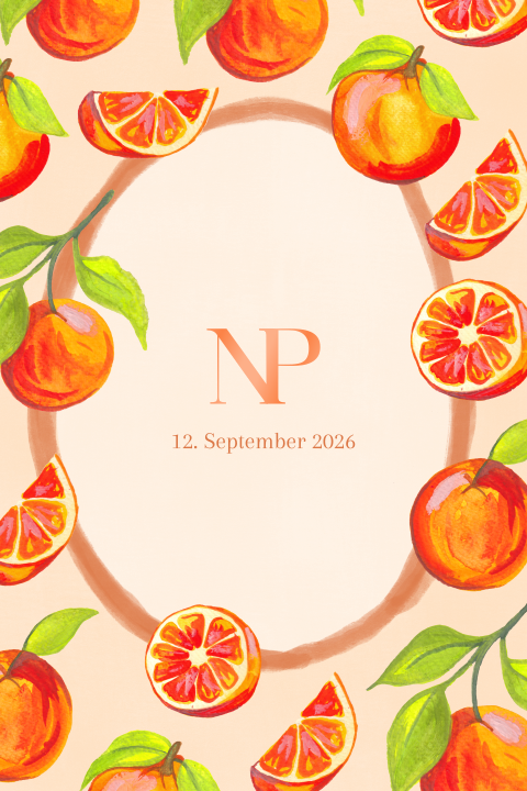 Hochzeitseinladung mit gemalten Orangen - Mediterranean Glow