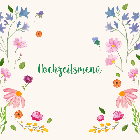 Menükarte mit gemalten Blumen in Aquarell - Sommerwiese