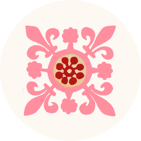 Siegel mit rosa Ornament - Spanische Fliesen