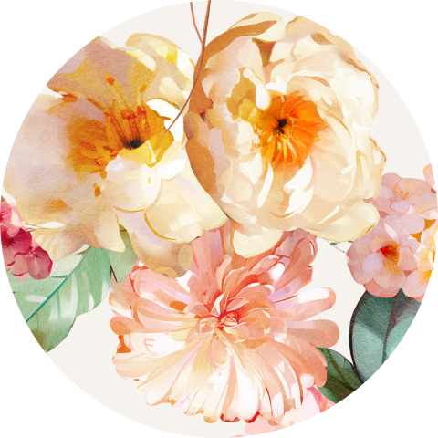 Siegel mit orangen Aquarell-Blumen - Romantic Peach