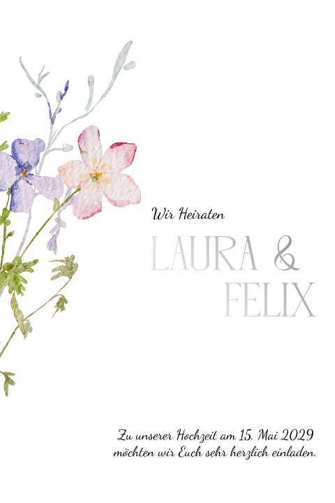 Hochzeitseinladung mit Foto und Silberfolie - Close to You 