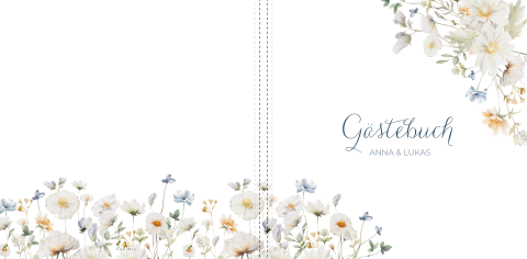 Gästebuch mit zarten weißen Blumen - Serene Garden