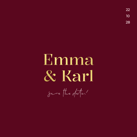 Save-the-Date Karte in dunkelrot mit Leinen-Look - Ruby Red