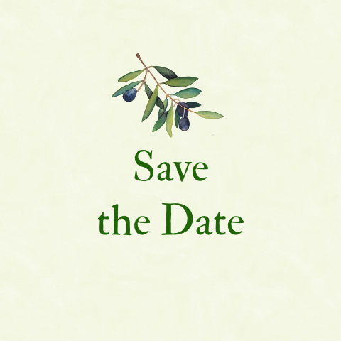 Save-the-Date mit handgemalten Olivenzweigen - Olives & Lemons