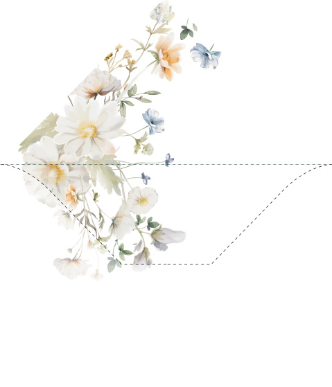 Briefumschlag mit zarten weißen Blumen - Serene Garden