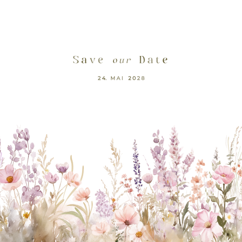 Save-the-Date Karte mit sanften Aquarell-Blumen - Summer Chique
