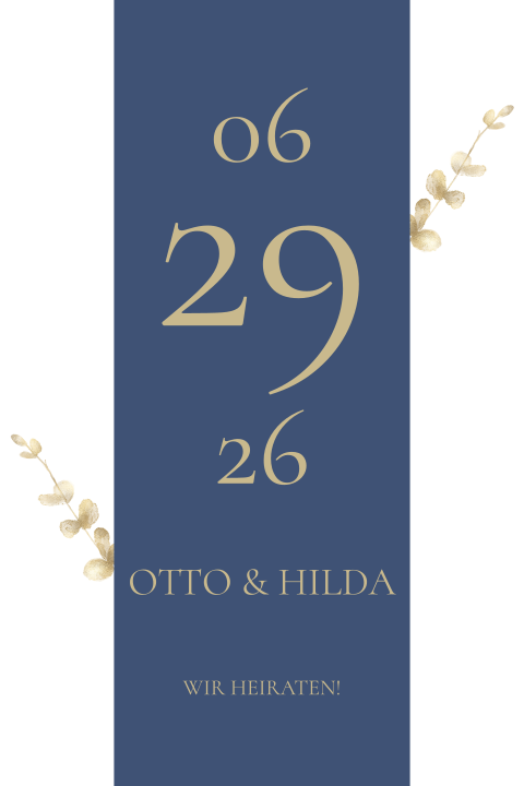 Hochzeitseinladung mit Details aus royalblau & gold - Royal Invite