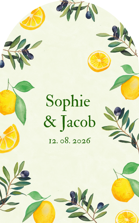 Willkommensschild mit handgemalten Zitronen - Olives & Lemons