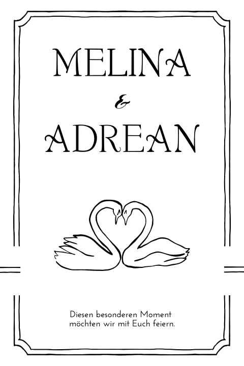 Hochzeitseinladung mit zeitlosen Schwänen - Love Birds 