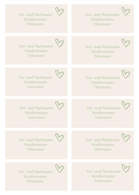 Adressaufkleber mit grünen Herzchen - Green Bliss