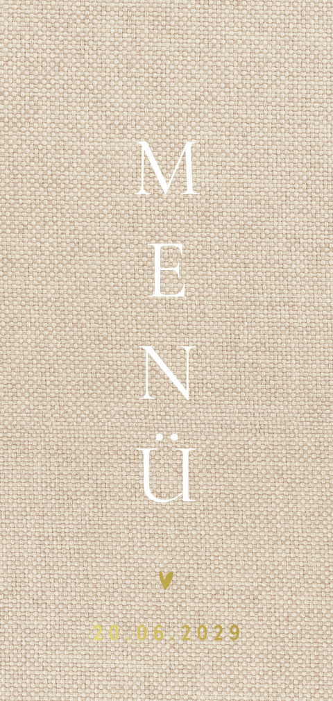 Menükarte mit Goldfolie in Leinenoptik - Touch of Linen