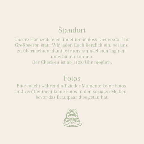 Zusatzkarte mit Hochzeitszeichnungen in grün - Green Bliss