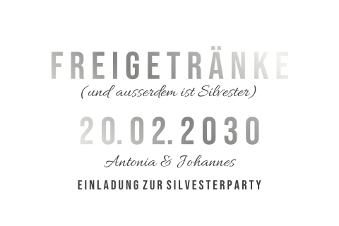 Einladungskarte Silvester & Neujahr: Freitrunk in Weiß