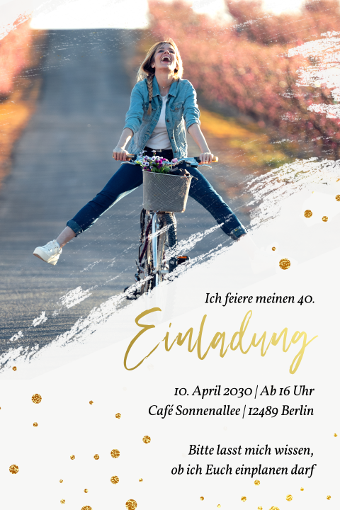 Einladungskarte 40. Geburtstag: Summerbrush mit Foto