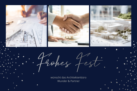 Weihnachtskarte: Glänzender Schnee mit Fotos in Blau