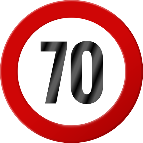 Einladungskarte 70. Geburtstag: Tempo 70 in Weiß