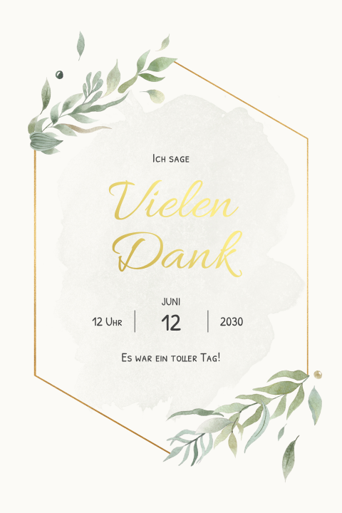 Dankeskarte Jugendweihe: Goldener Rahmen mit Foto in Creme